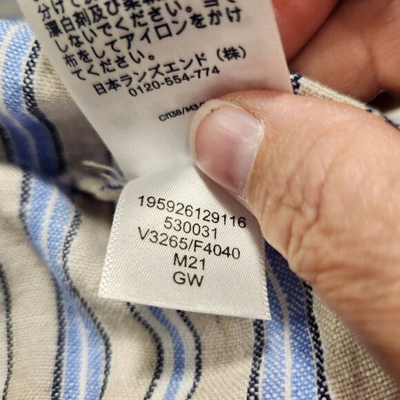 Lands End Sleeveless Striped Linen Midi Dress Keyhole Back Womens Size M 10 12 - Picture 15 of 15